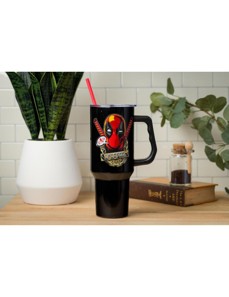 Vaso Acero Inoxidable Silver Buffalo Deadpool 1.18L con Asa