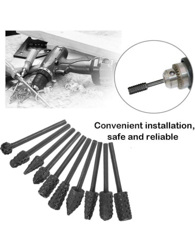 Juego de Fresas Rotativas 10 Pcs Bestgle 3mm Acero al Carbono