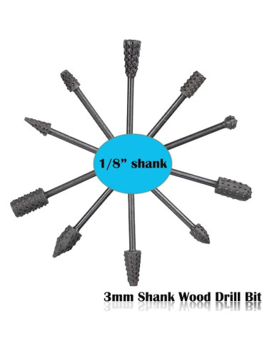 Juego de Fresas Rotativas 10 Pcs Bestgle 3mm Acero al Carbono