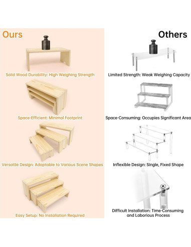Juego de 12 Soportes de Exhibición de Madera Varbonia