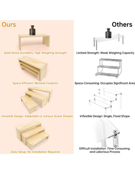 Juego de 12 Soportes de Exhibición de Madera Varbonia