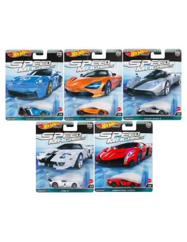 Conjunto 5 Vehículos Diecast Hot Wheels 2023 Máquinas Velocidad