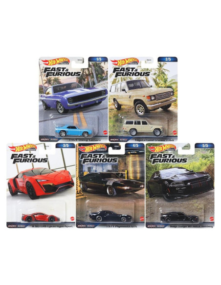 Hot Wheels Conjunto Premium Rápido y Furioso 5 Autos Diecast Hot Wheels Conjunto Premium Rápido y Furioso 5 Autos Diecast