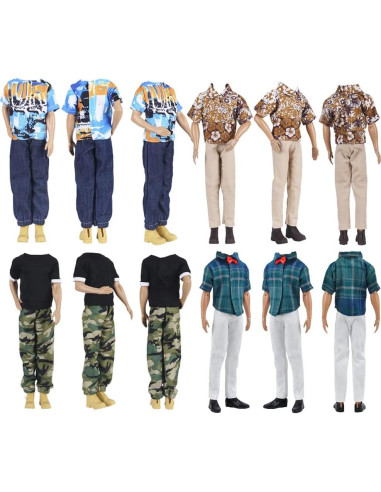 Conjunto de Ropa para Muñeca E-TING 5 Outfits + 5 Zapatos
