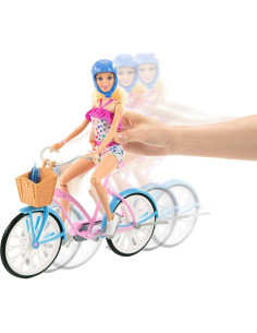 Muñeca Barbie con Bicicleta Rosa y Azul + Accesorios 2