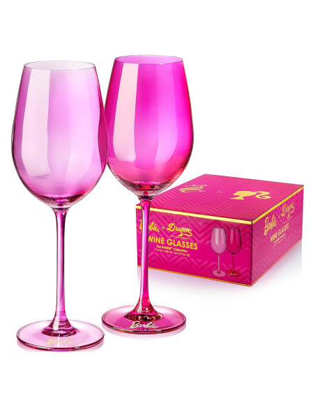 Copas de Vino Dragon Glassware Barbie - Juego de 2 - Rosa