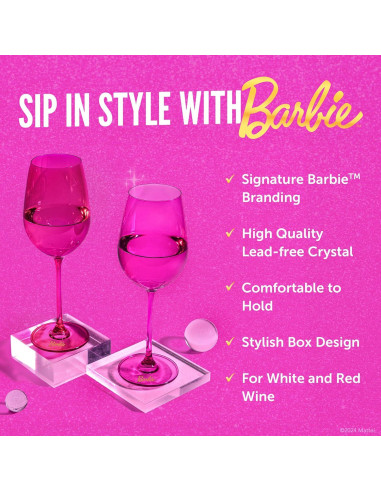 Copas de Vino Dragon Glassware Barbie - Juego de 2 - Rosa