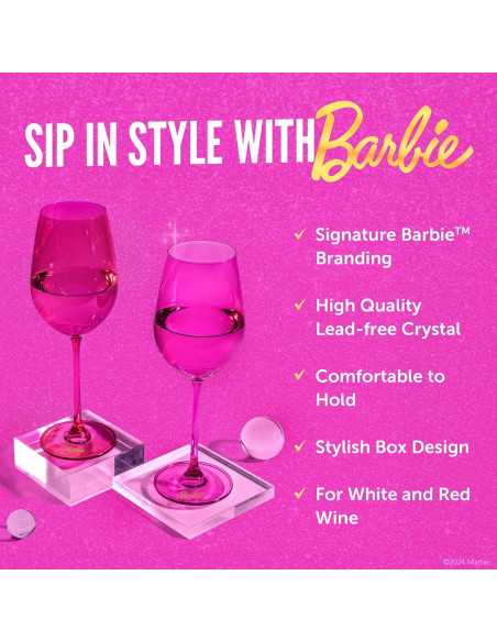 Copas de Vino Dragon Glassware Barbie - Juego de 2 - Rosa