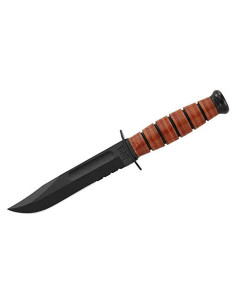Cuchillo Serrado Ka-Bar 13.34 cm con Funda de Cuero
