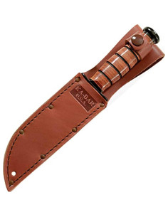 Cuchillo Serrado Ka-Bar 13.34 cm con Funda de Cuero 2