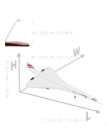 Modelo de avión Concorde QIYUMOKE 1/125 con soporte
