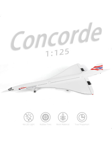 Modelo de avión Concorde QIYUMOKE 1/125 con soporte