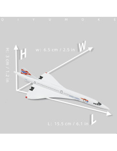Modelo Concorde QIYUMOKE 1/400 Metal con Soporte 15.5 cm 2