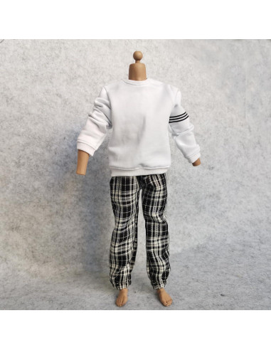 Sudadera 1/6 SSbeauty + Pantalones cuadros para figura 30 cm