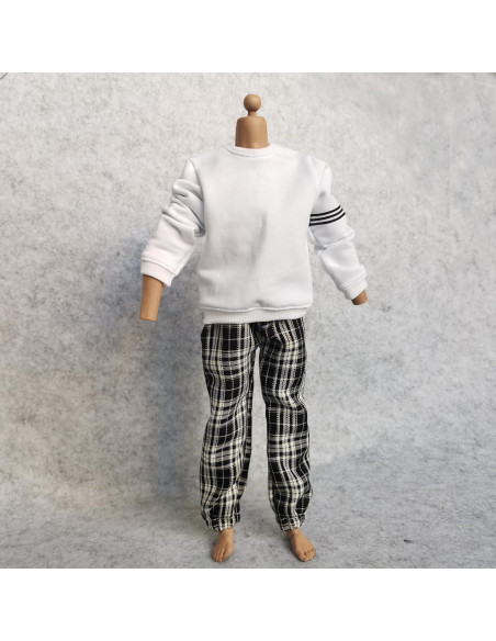 Sudadera 1/6 SSbeauty + Pantalones cuadros para figura 30 cm