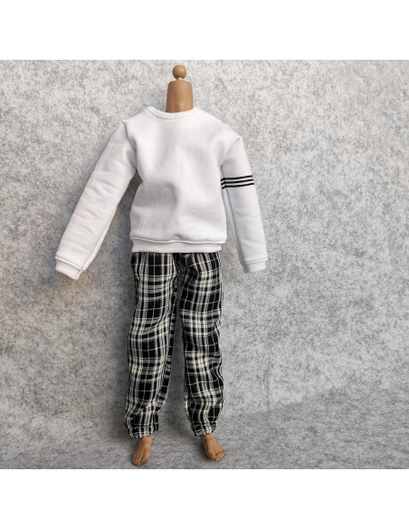 Sudadera 1/6 SSbeauty + Pantalones cuadros para figura 30 cm