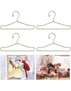 Perchas para muñecas jojofuny 10Pcs metal dorado 6.5x3.5cm 2