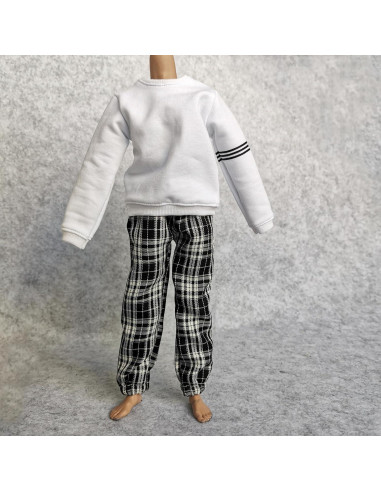 Sudadera 1/6 SSbeauty + Pantalones cuadros para figura 30 cm