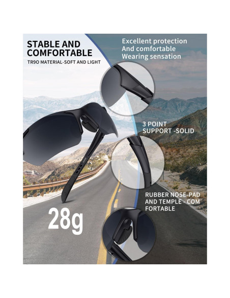 Gafas de sol deportivas polarizadas Rosemal UV400 TR90 Unisex