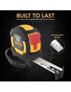 Cinta Métrica Retráctil LEXIVON 4-Pack 5m Doble Cara 2