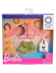 Pack Ropa Muñeca Barbie Tokio 2020 Chaqueta Rosa y Accesorios 2