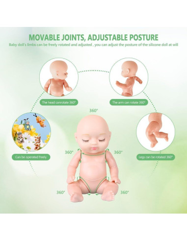 6 Mini Muñecas Bebé Adorables con Trajes de Animales y Cama