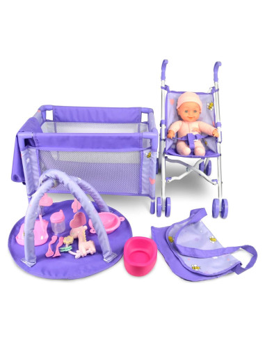 ANIVIA Set de Carrito de Muñecas 5 Piezas con Accesorios