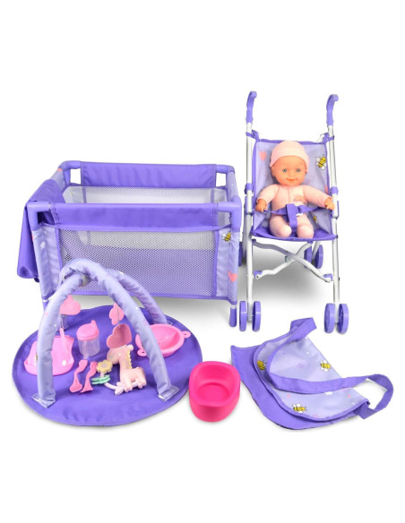 ANIVIA Set de Carrito de Muñecas 5 Piezas con Accesorios