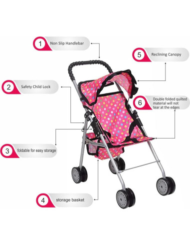 Carrito de Muñeca Fash N Kolor Plegable con Canasta Rosa