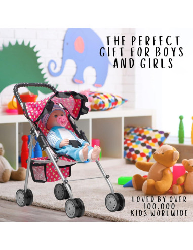 Carrito de Muñeca Fash N Kolor Plegable con Canasta Rosa