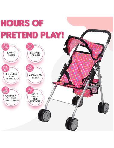 Carrito de Muñeca Fash N Kolor Plegable con Canasta Rosa
