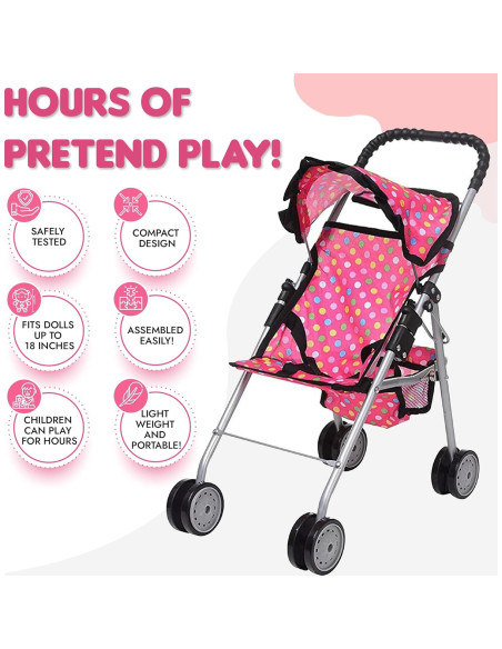 Carrito de Muñeca Fash N Kolor Plegable con Canasta Rosa