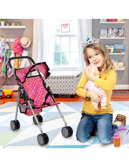 Carrito de Muñeca Fash N Kolor Plegable con Canasta Rosa