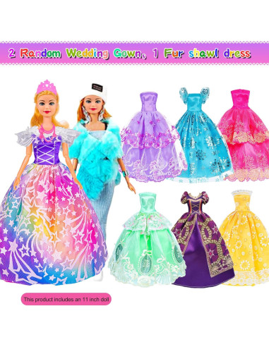 Conjunto de Muñeca y Armario Ebuddy 106 Piezas Ropa Niñas