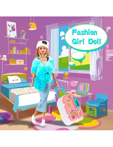 Conjunto de Muñeca y Armario Ebuddy 106 Piezas Ropa Niñas