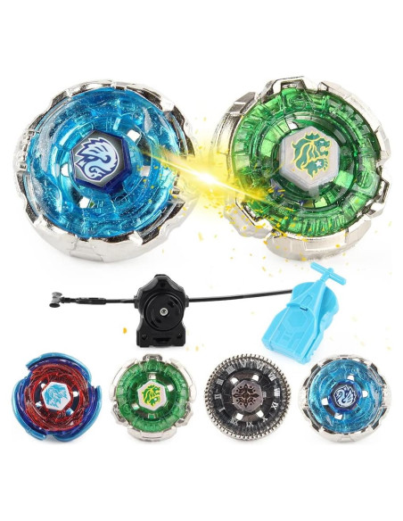 Set de 4 Tops de Batalla Gyros Metal Fusion con Lanzadores Set de 4 Tops de Batalla Gyros Metal Fusion con Lanzadores
