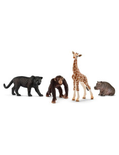 Set de 4 Figuras de Animales de Safari Schleich - León, Cebra, Mono y Elefante