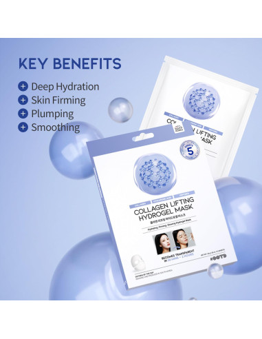 Mascarilla de Hidrogel Lifting OOTD - Colágeno y Ácido Hialurónico - 5pcs
