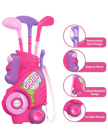 Conjunto de Golf para Niños Liberry 2-5 Años Carrito Rosa