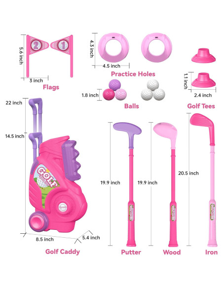 Conjunto de Golf para Niños Liberry 2-5 Años Carrito Rosa
