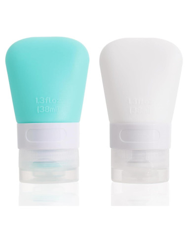 Paquete de 2 botellas de viaje de silicona 38ml Xthrotsenk