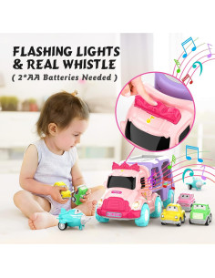 Camión Transportador 5 en 1 LASCOTON Rosa para Niñas 2