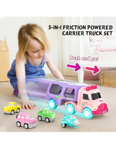 Camión Transportador 5 en 1 LASCOTON Rosa para Niñas