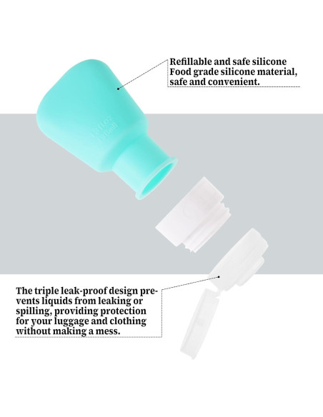 Paquete de 2 botellas de viaje de silicona 38ml Xthrotsenk
