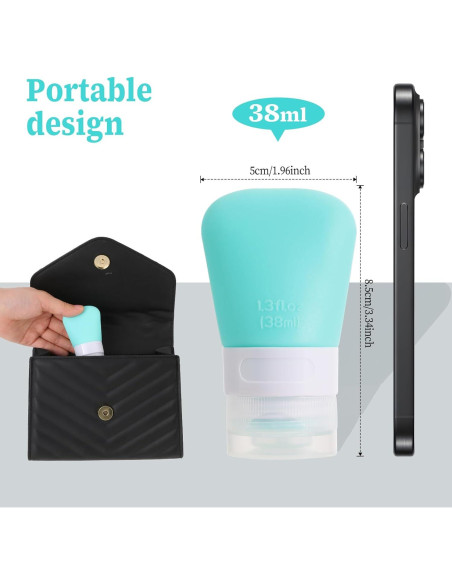 Paquete de 2 botellas de viaje de silicona 38ml Xthrotsenk