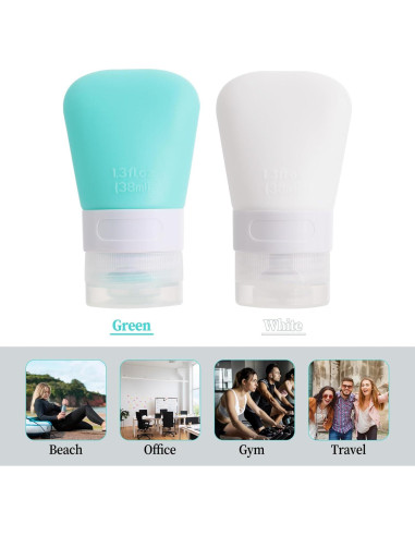 Paquete de 2 botellas de viaje de silicona 38ml Xthrotsenk