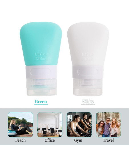 Paquete de 2 botellas de viaje de silicona 38ml Xthrotsenk