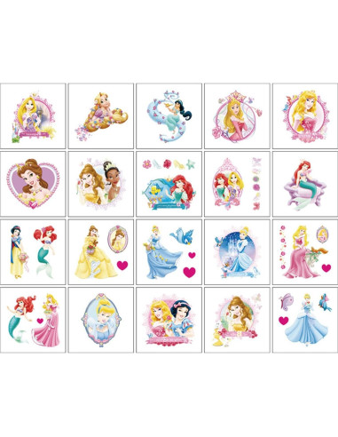 40 Tatuajes Temporales Niños Princesa 5,08 cm x 5,08 cm