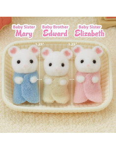 Trillizos de Ratón Marshmallow - Set 3 Bebés con Cuna 2
