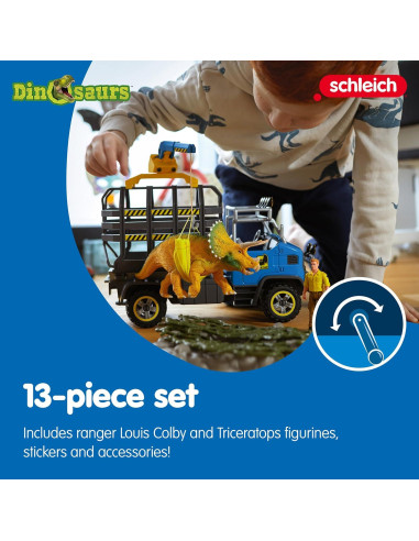 Set de Juego Schleich Dinosaurios - Misión Transporte Triceratops 43 Piezas